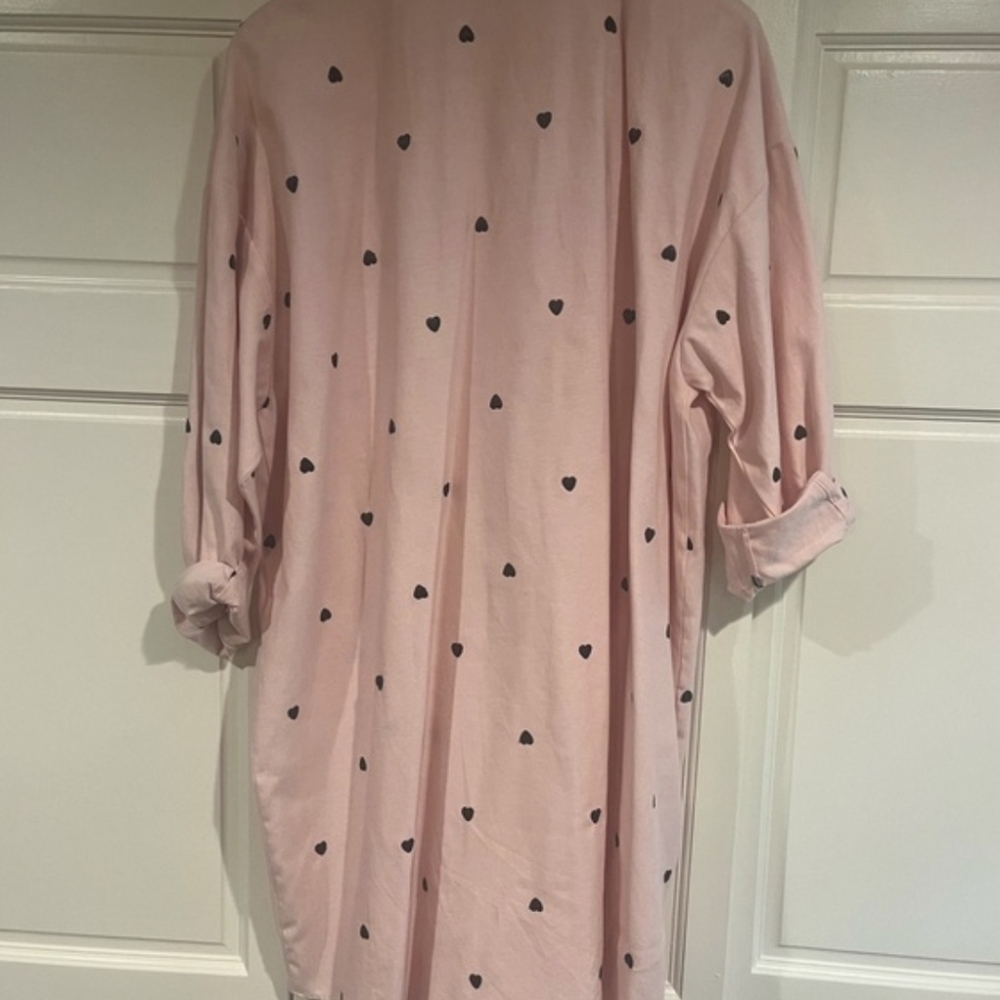 Eloquii Pink Heart Patterned Button-Up Dress - Picture 2 of 4